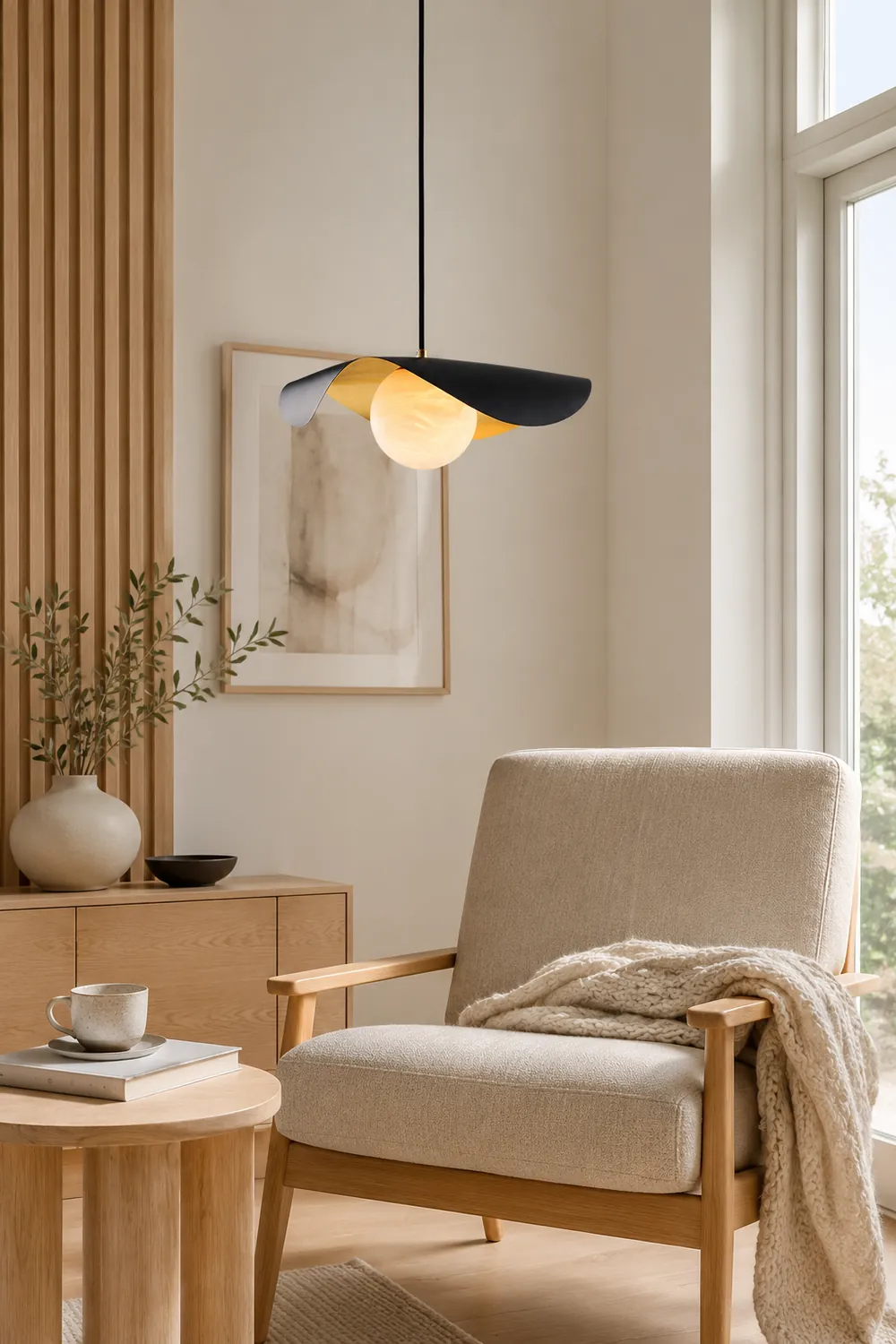 Eveline Modern Nordic Minimalist Metal/Marble Pendant Light, Black - Lumpaz