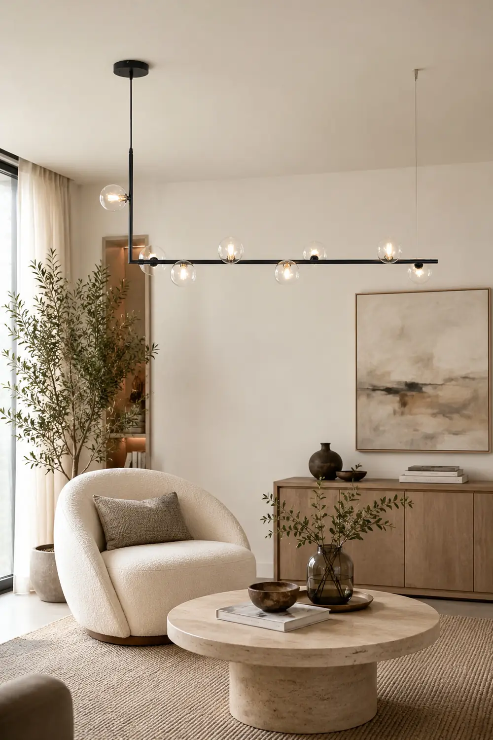 Valentina Minimalist Linear Pendant Light, Black & Gold, 6/8 Heads - Lumpaz