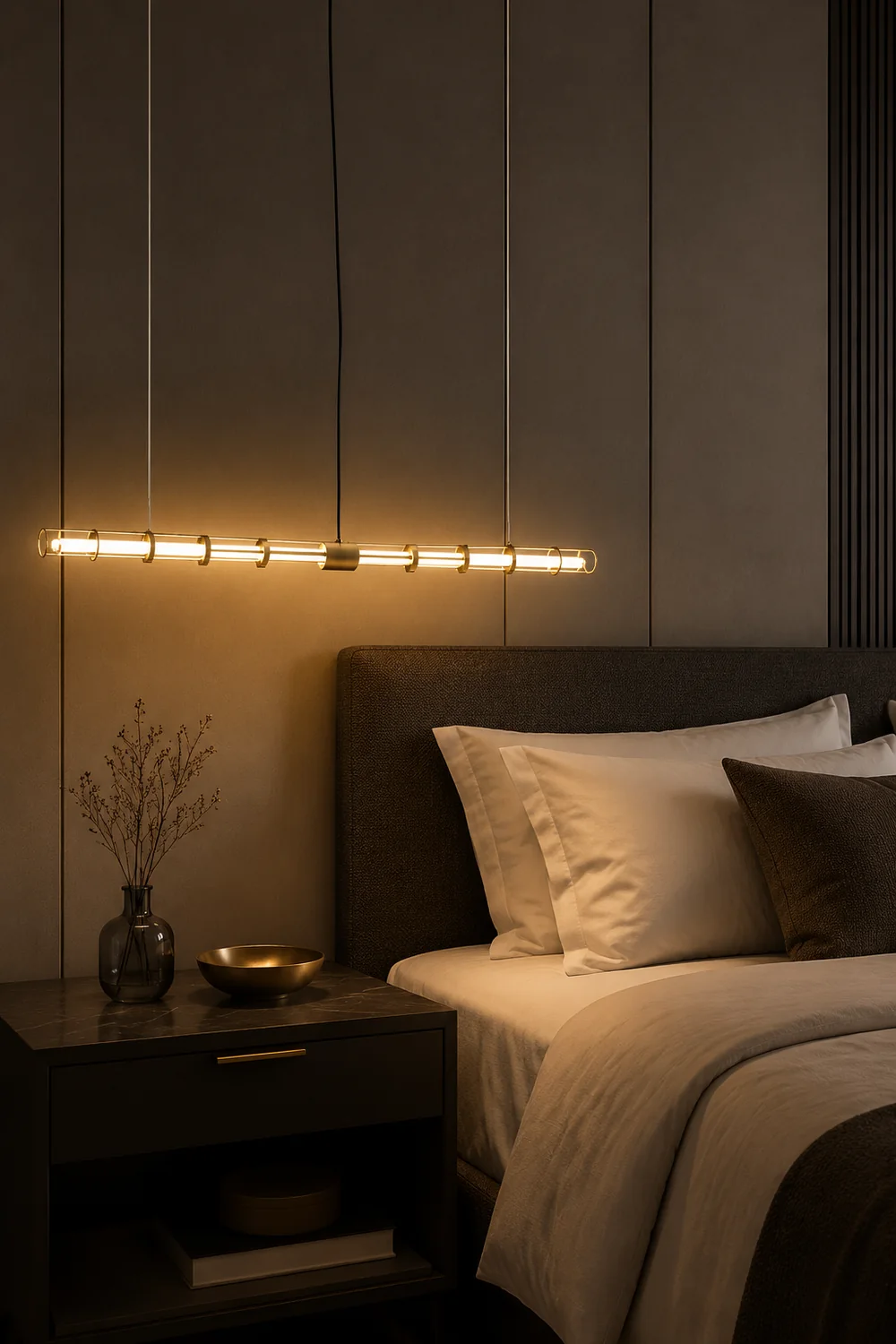 Edge Modern Minimalist Linear Metal/Glass Pendant Light, Gold - Lumpaz