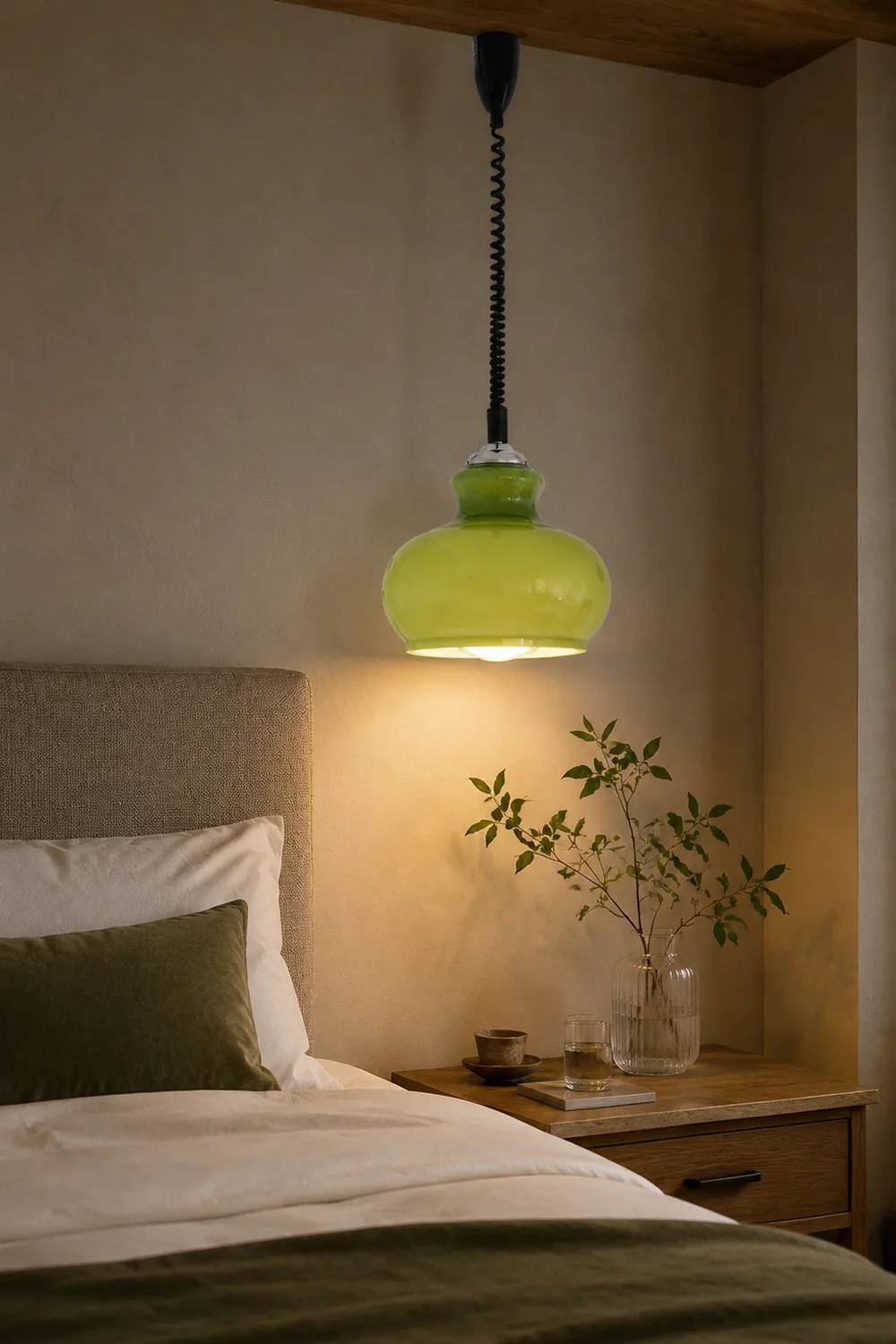 Hailie Retro Simple Adjustable Pendant Light Living Room Green White Brown - Lumpaz