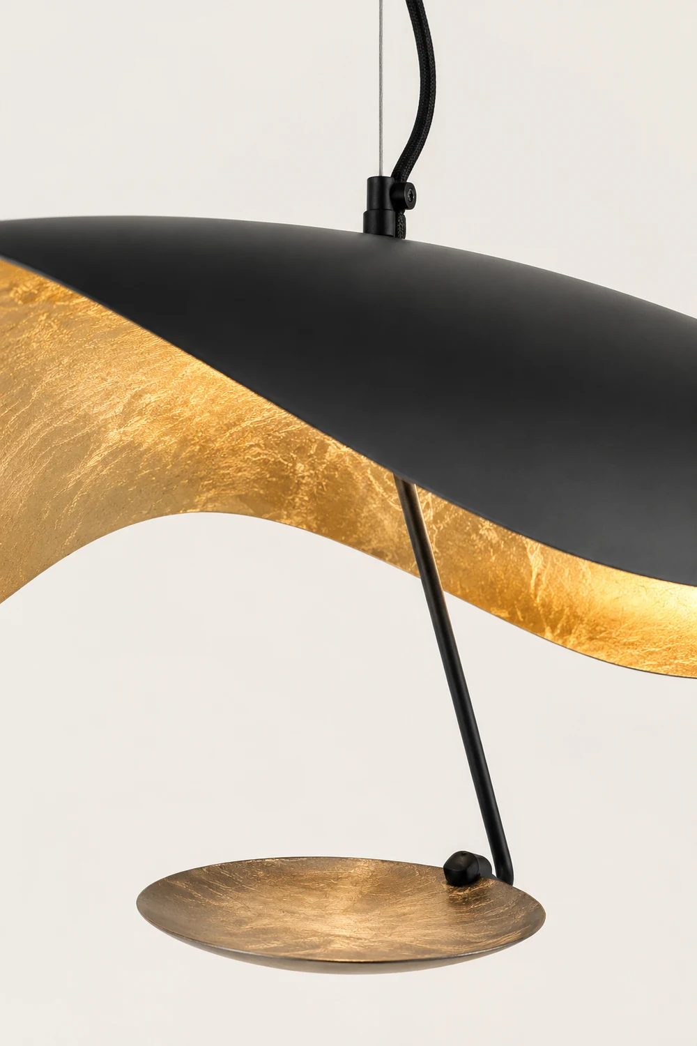 Renée Modern Nordic Saucer Metal Pendant Light, Black&Gold - Lumpaz