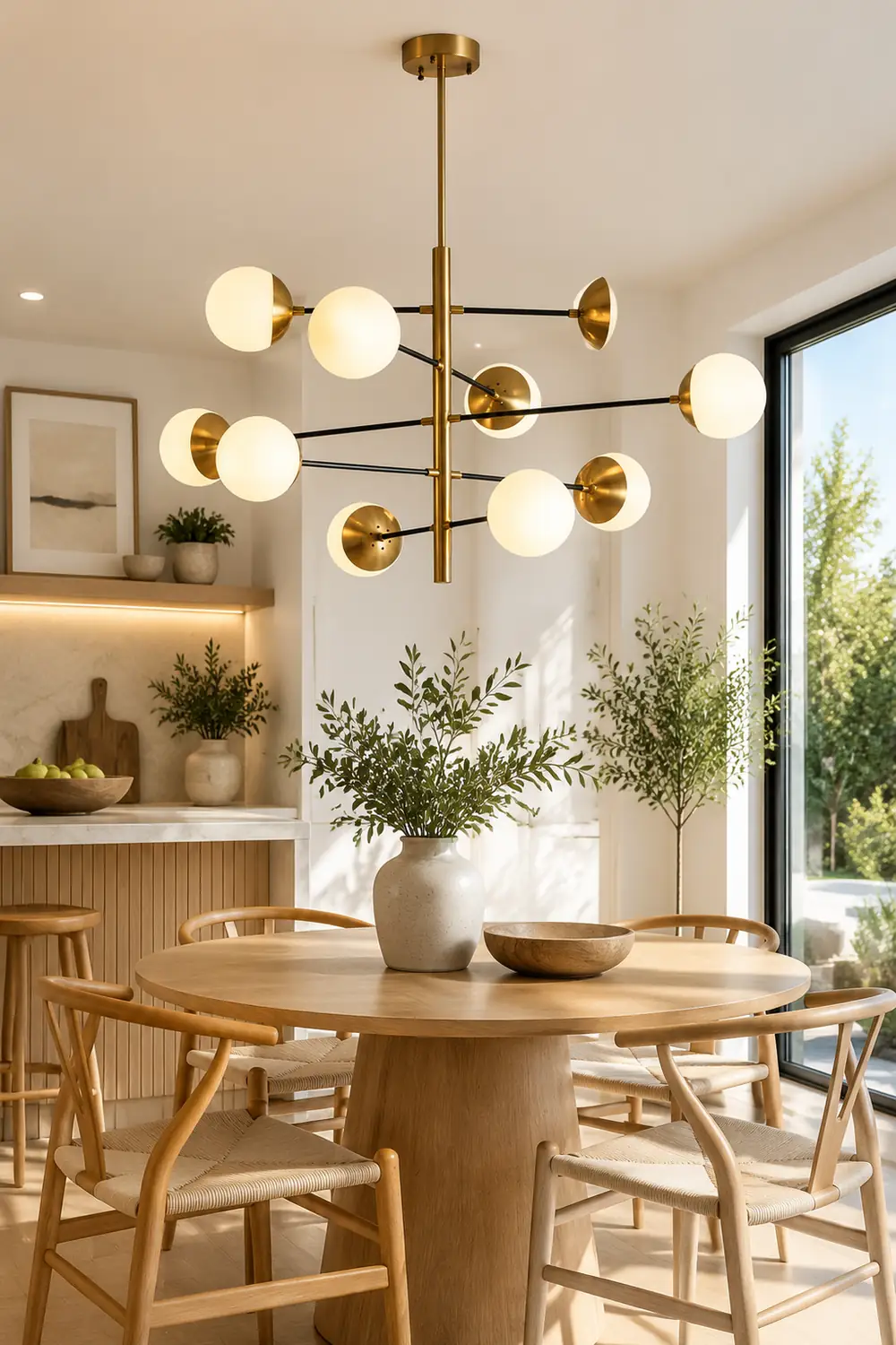 Valentina Nordic Multi Globe Metal/Glass Pendant Light, Gold - Lumpaz