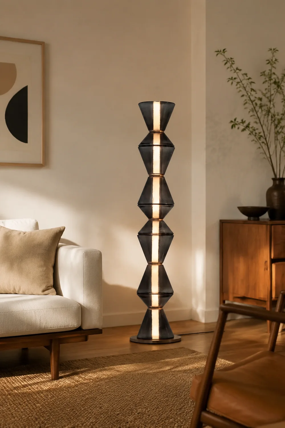 Evette Nordic Modern Black LED Pendant & Floor&Table Lamp, Glass - Lumpaz