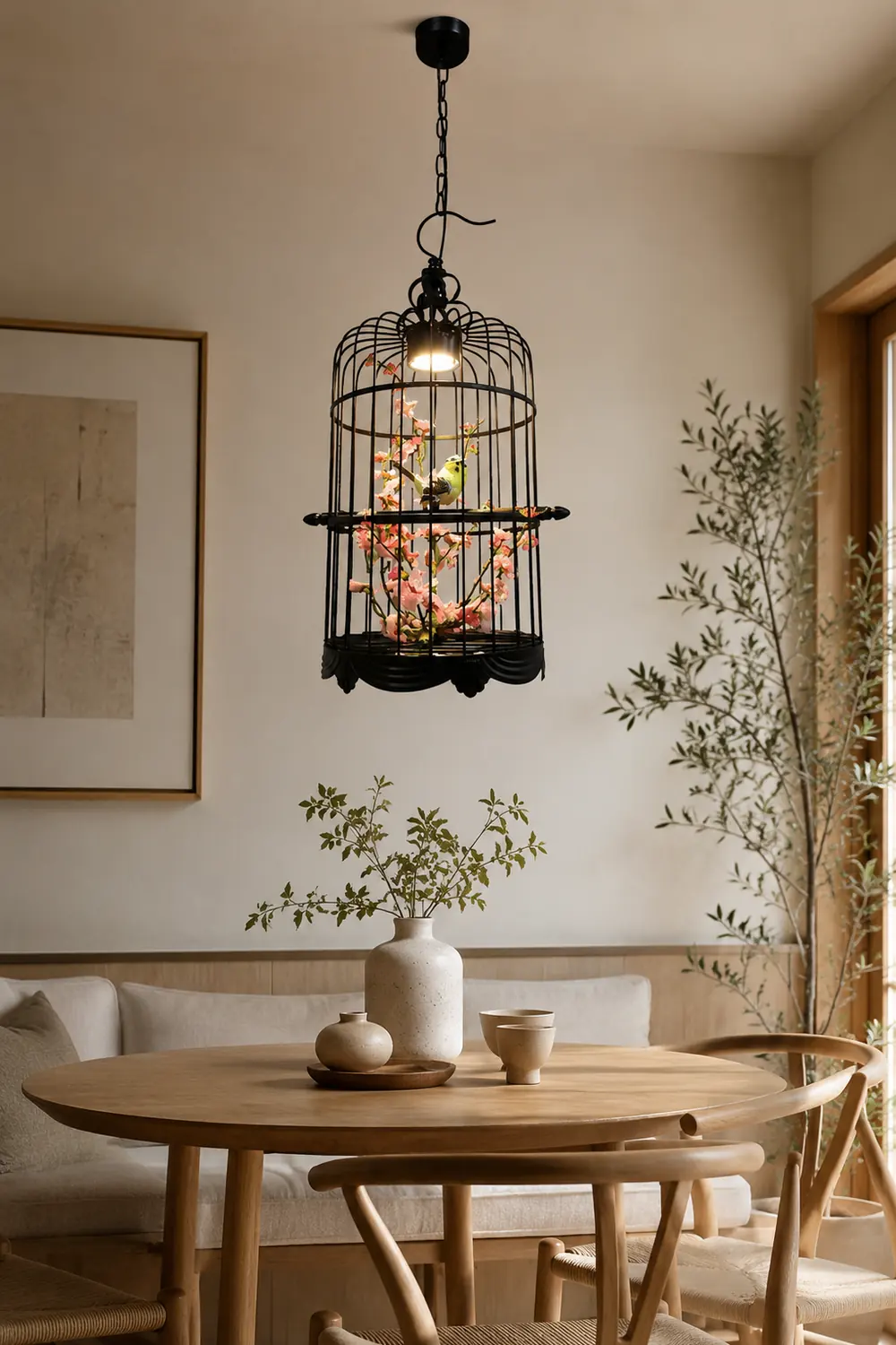 Cooley Art Deco Birdcage Metal Pendant Light, Black - Lumpaz