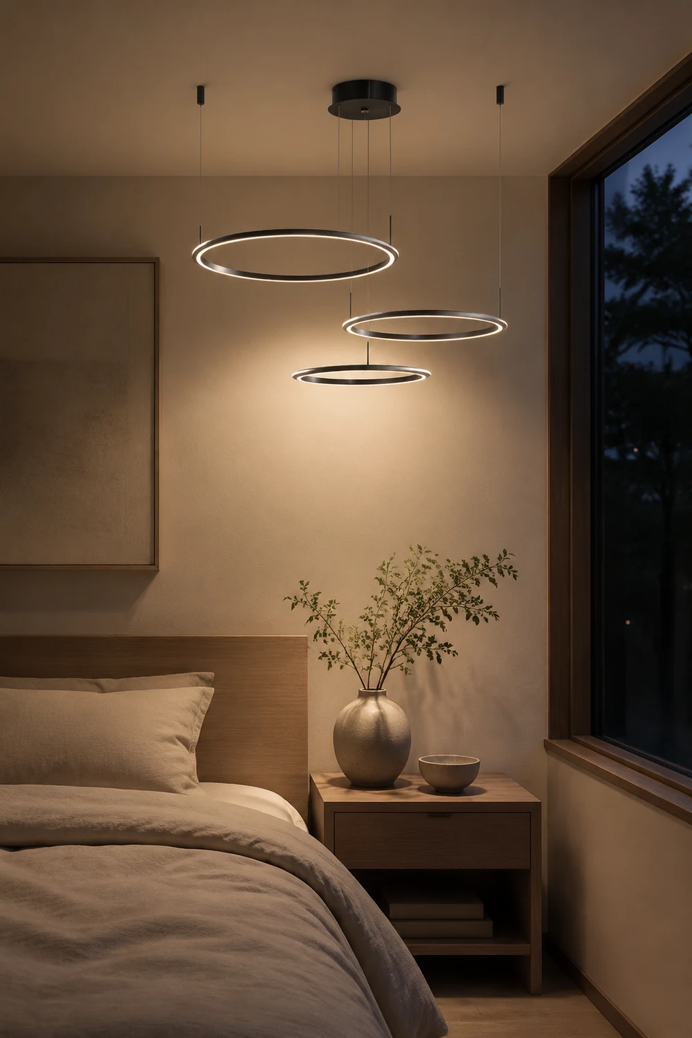 Arisha Minimalist Ring Metal Pendant Light, Black - Lumpaz