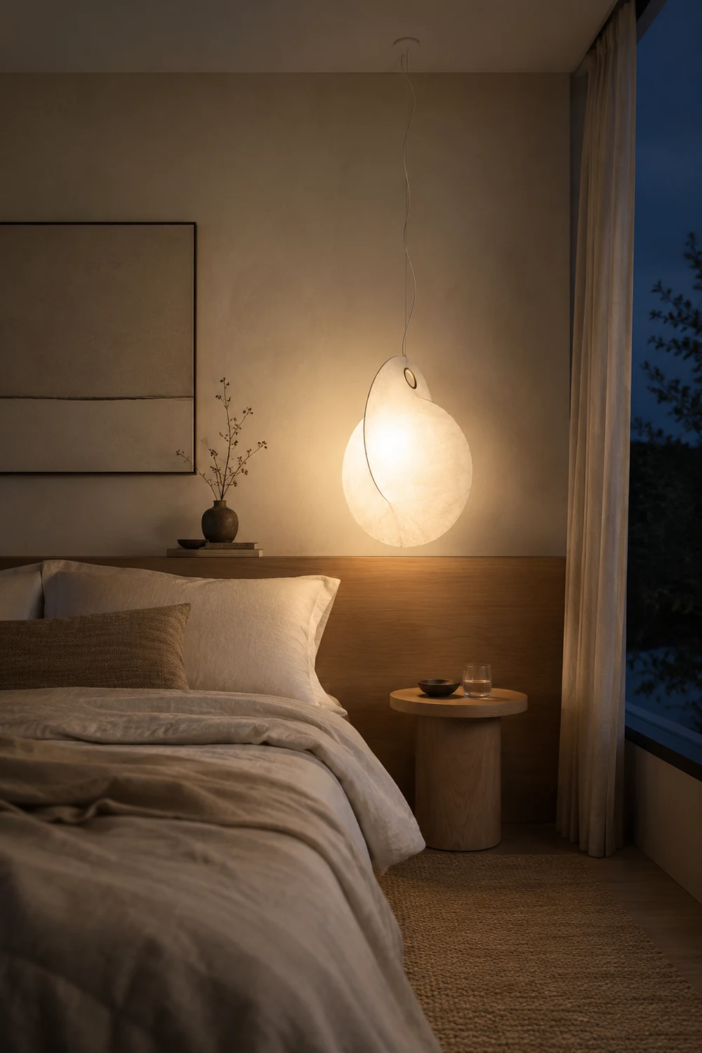 Renée Pendant Light, Fabric, 19.6" - Lumpaz