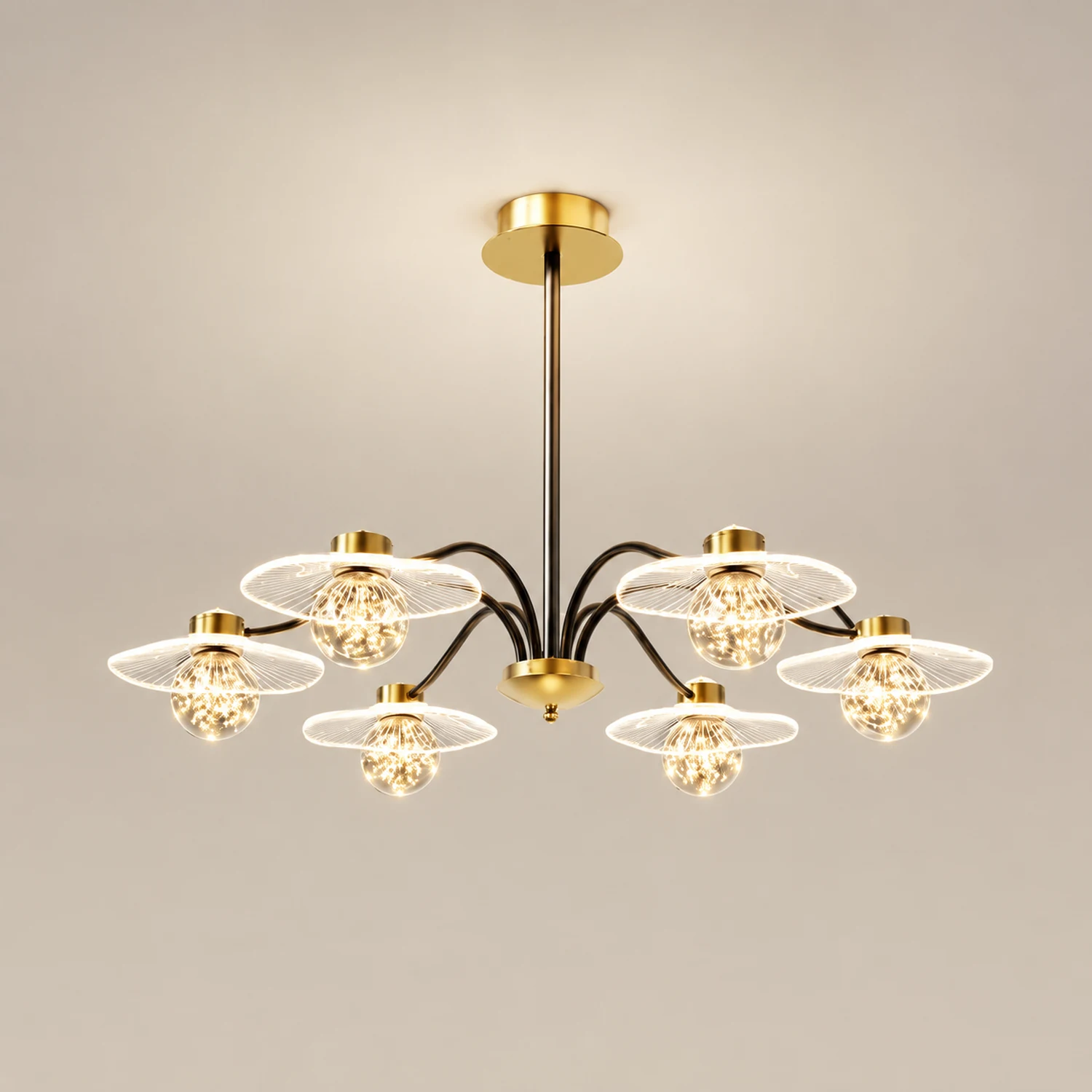 Carins Modern Blown Metal Pendant Light, Gold, Metal/Acrylic/Glass - Lumpaz