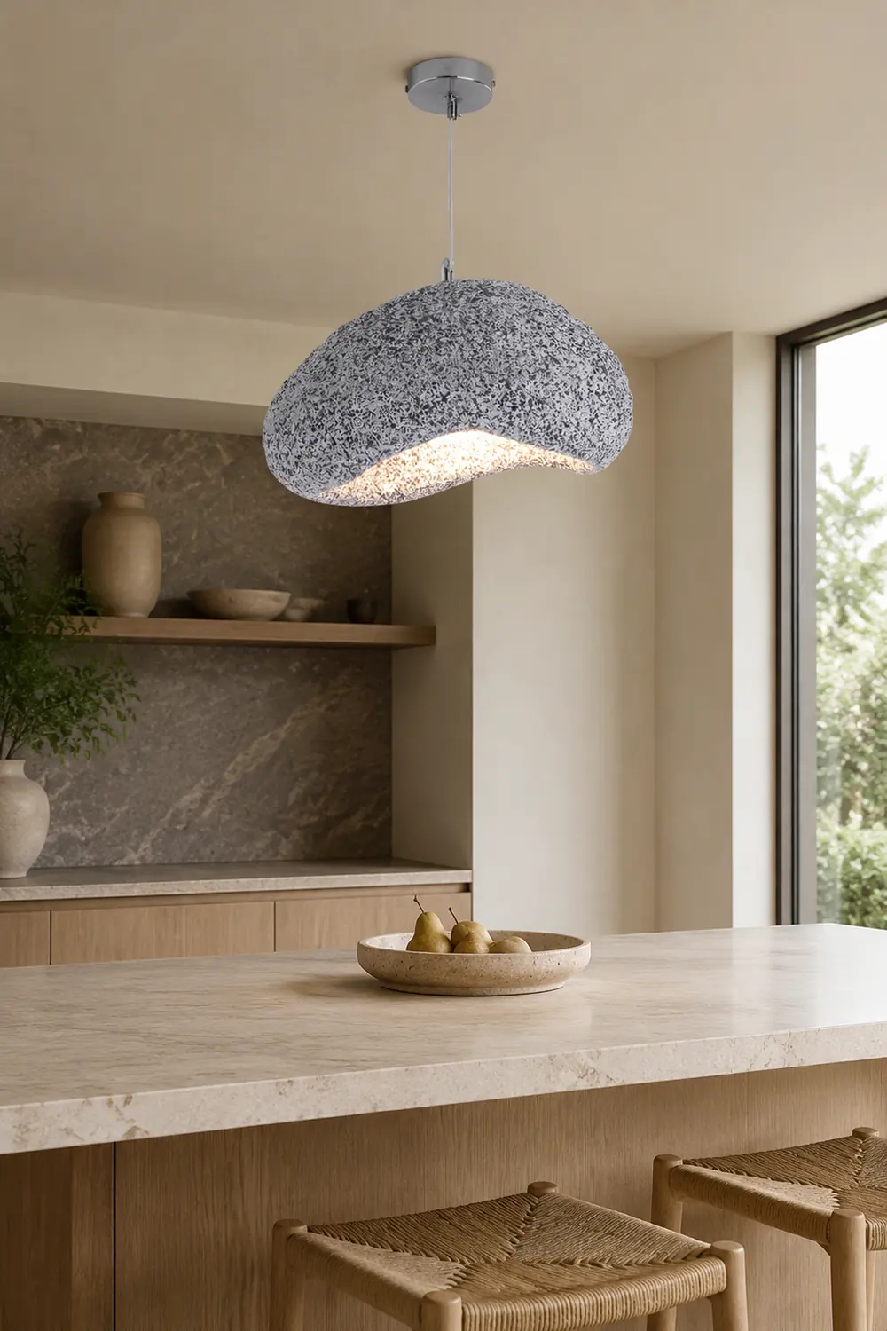 Byers Wabi Sabi Bread Shape Resin Pendant Light, 2 Color - Lumpaz