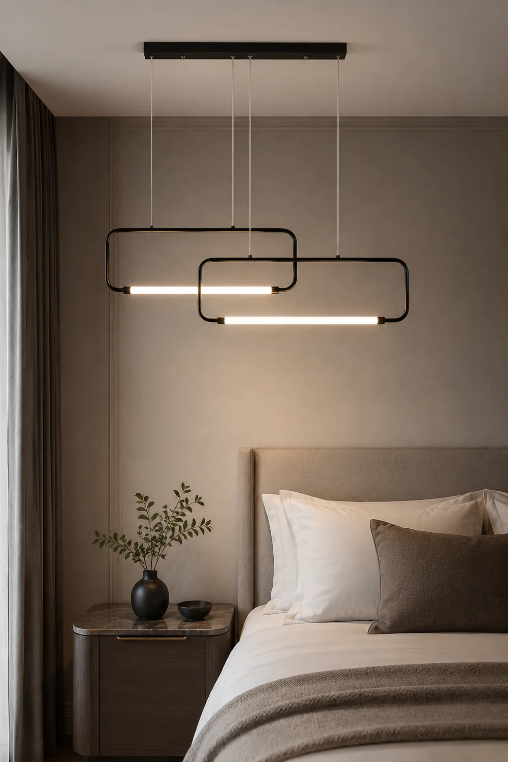 Bouvet Modern Minimalist Double-Rectangular Metal/Acrylic Pendant Light, Black/Gold - Lumpaz