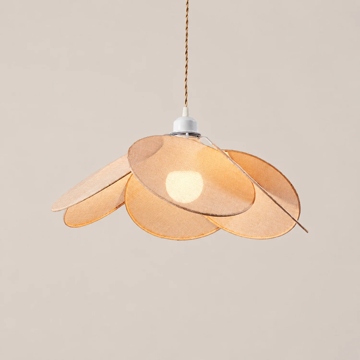 Renée Minimalist Fabric Flower Pendant Light, Orange/Brown/Beige - Lumpaz