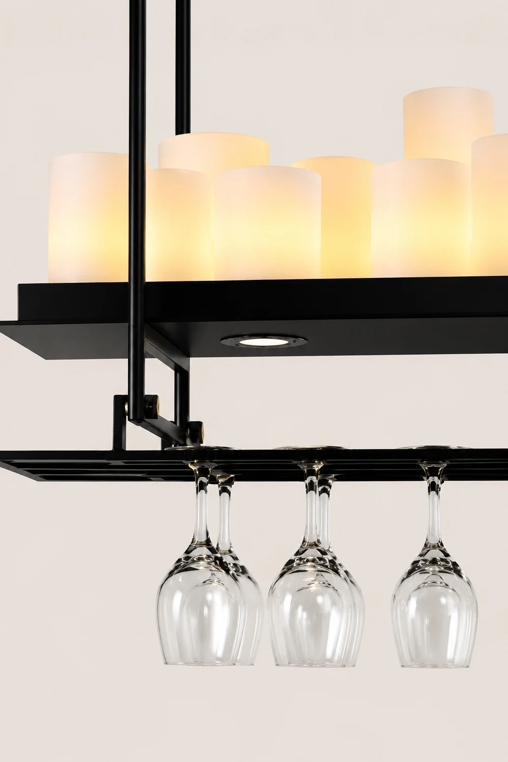 Alessio Candle Black Pendant Lighting for Kitchen Island, Wine Glass Holder - Lumpaz