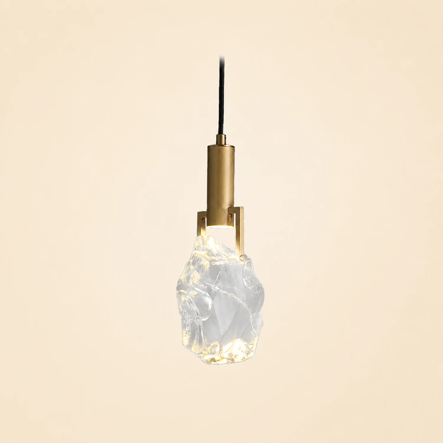 Kristy Modern Drop Crystal Pendant Light, Brass - Lumpaz