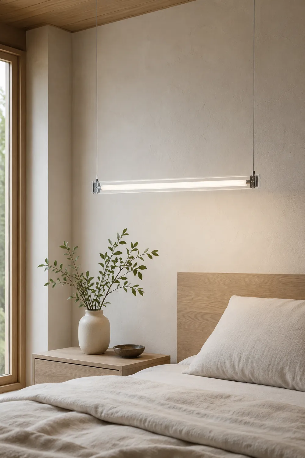 Edge Minimalist Linear Metal Pendant Light,White - Lumpaz