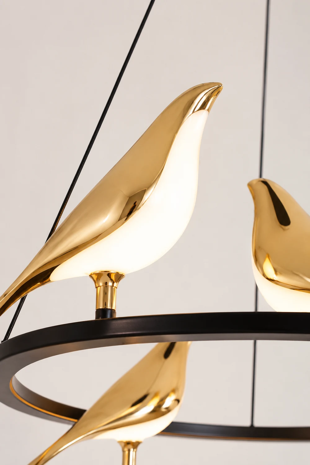 Alice Art Deco Modern Bird Pendant Light, 3/6/9 Heads, Gold - Lumpaz