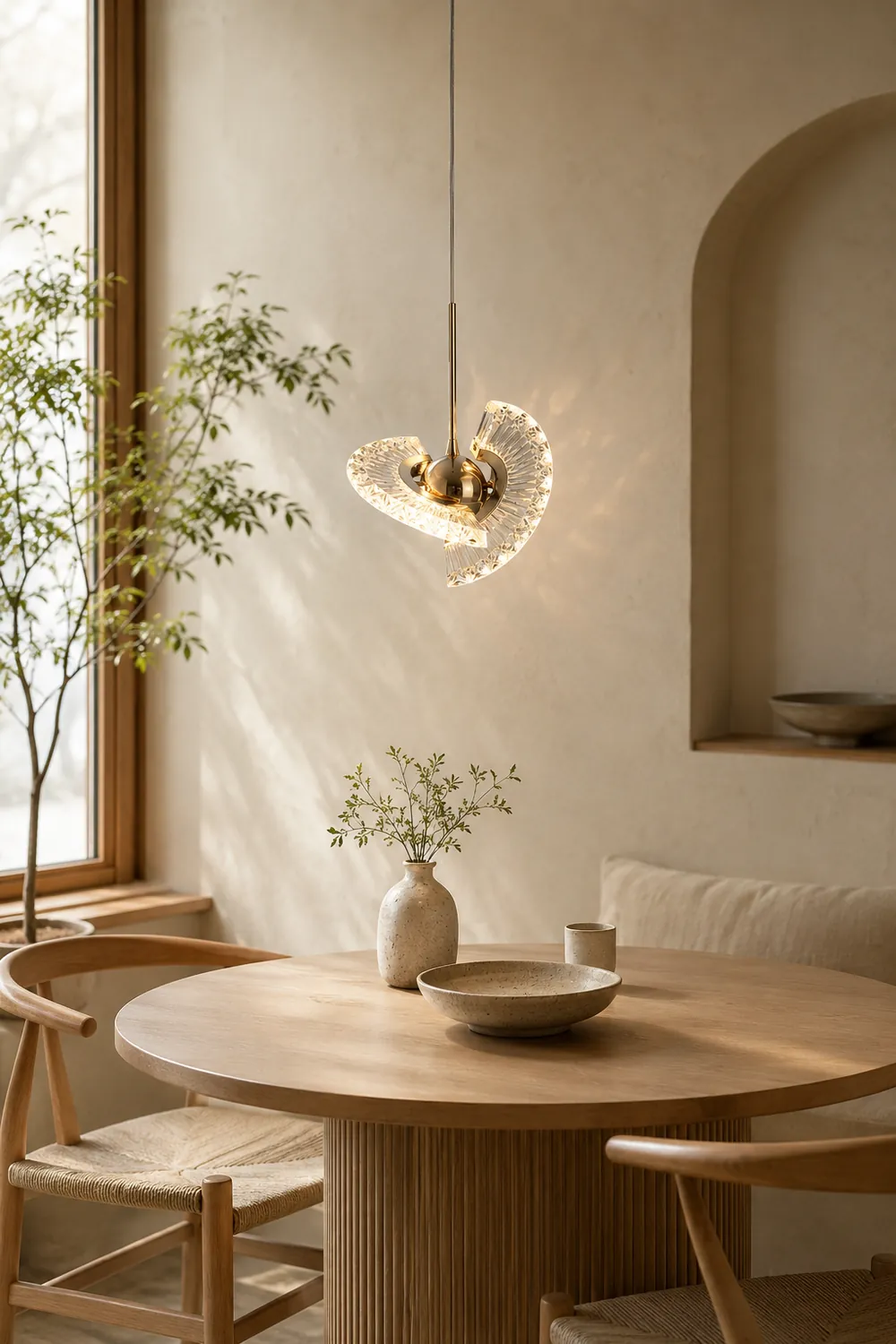Kristy Nordic Luxury Fan Metal/Acrylic Pendant Light, Gold - Lumpaz