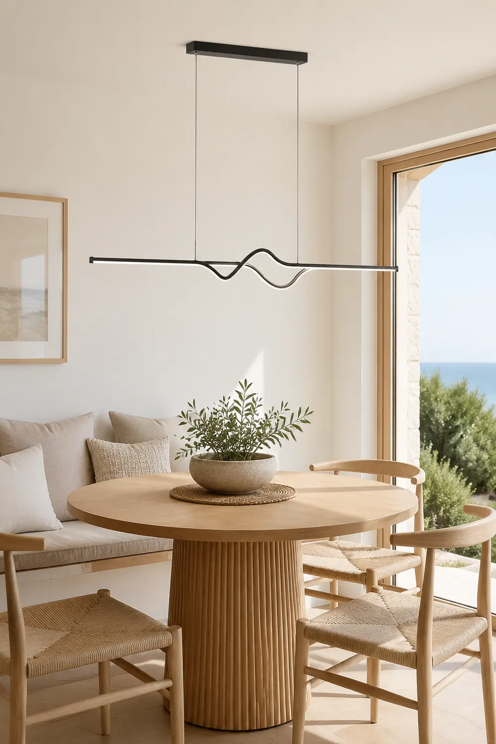 Modern Linear Metal Pendant Light, Black/White/Gray - Lumpaz