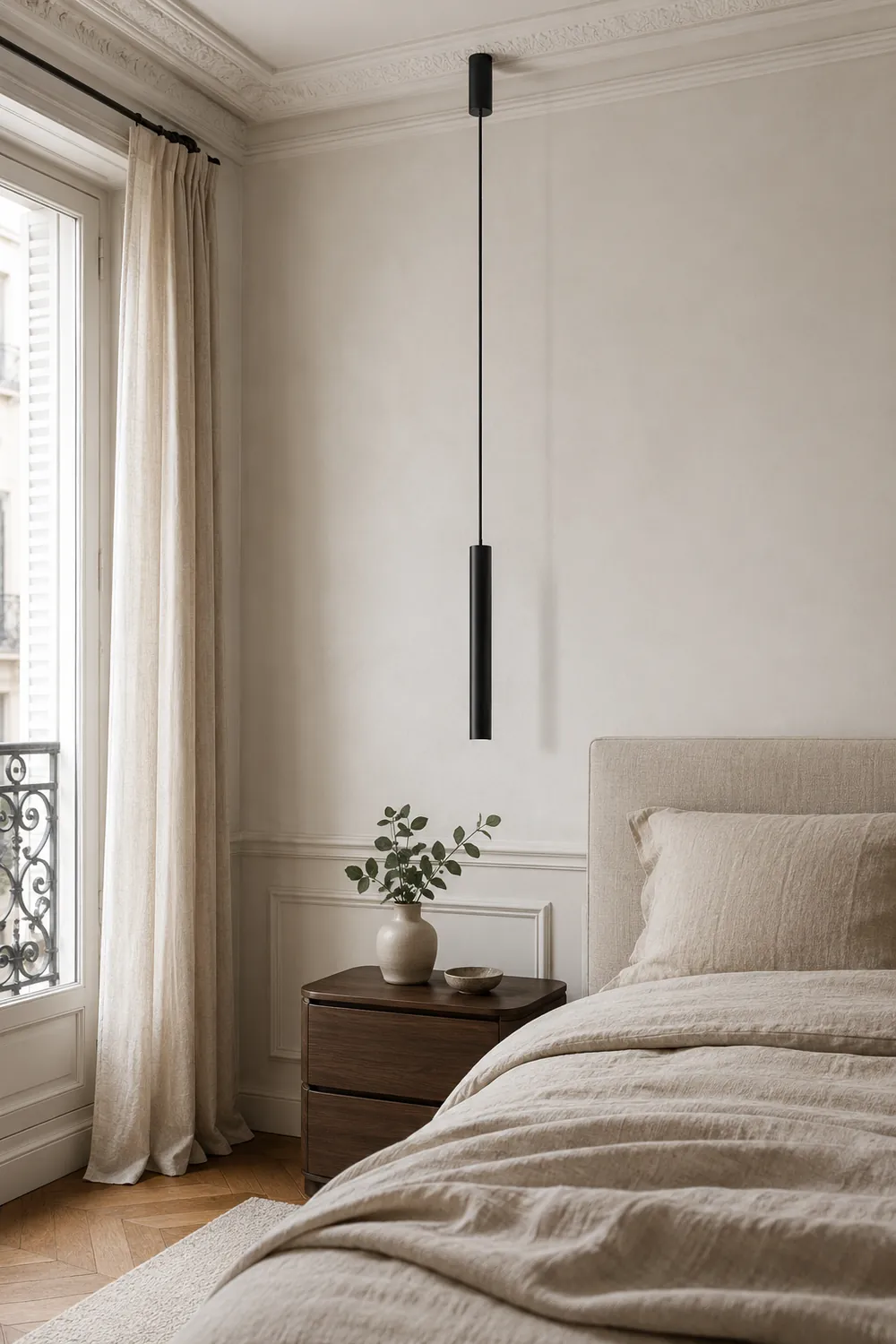 Edge Minimalist Cylinder Black Pendant Light, 9"/11" - Lumpaz