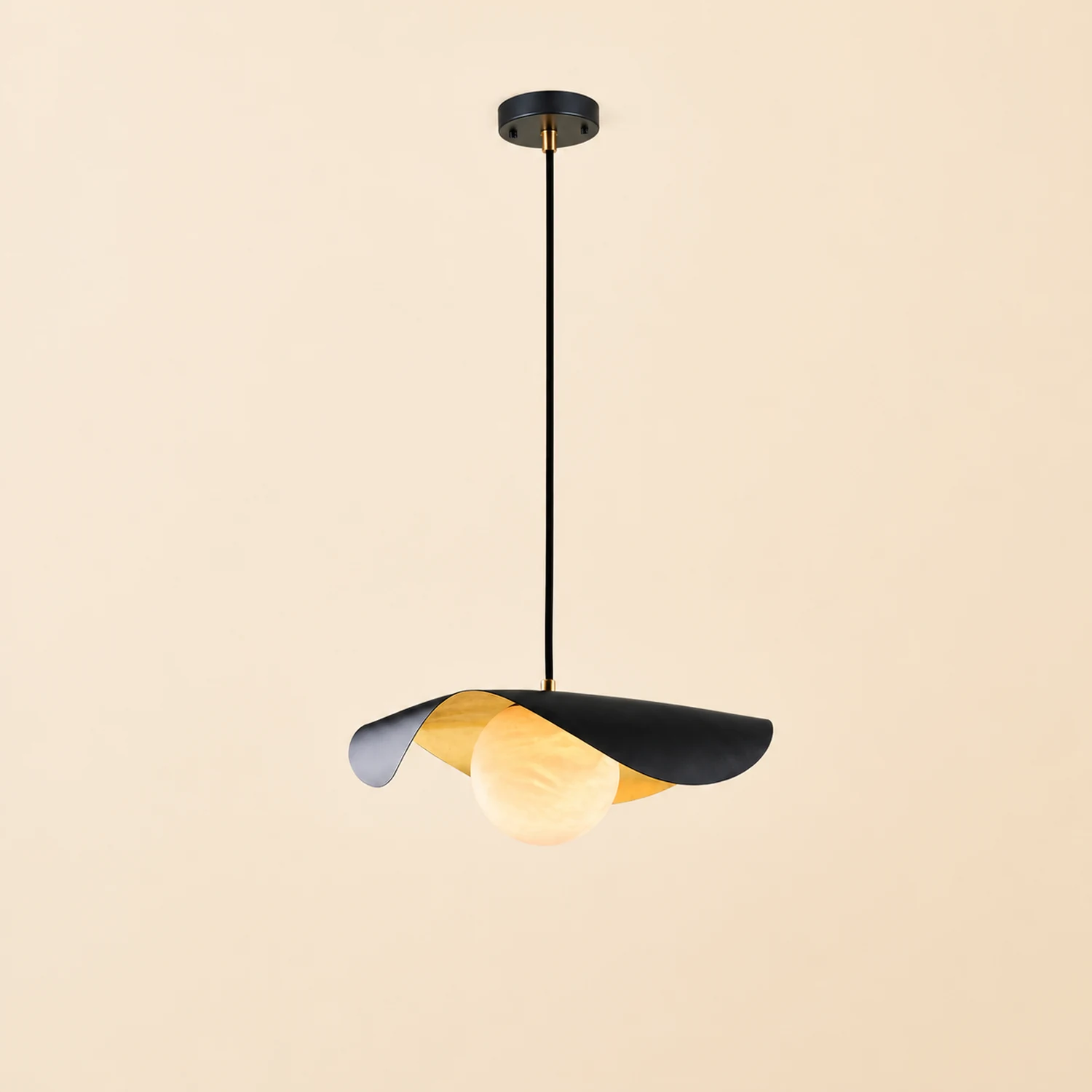 Eveline Modern Nordic Minimalist Metal/Marble Pendant Light, Black - Lumpaz