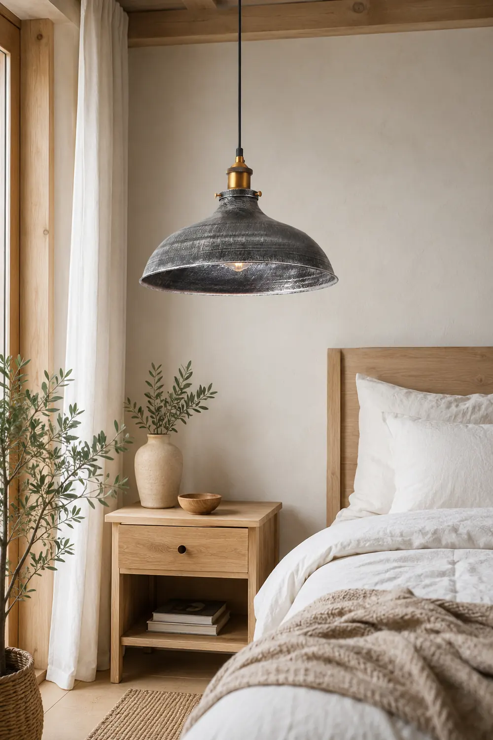 Alessio Distressed Bowl Metal Pendant Light, Dining Room, Hallway - Lumpaz