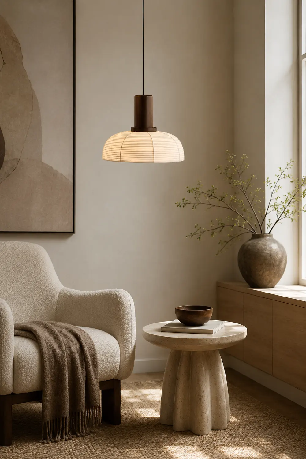 Ozawa Retro Fabric & Metal Pendant Light, 2 Style - Lumpaz
