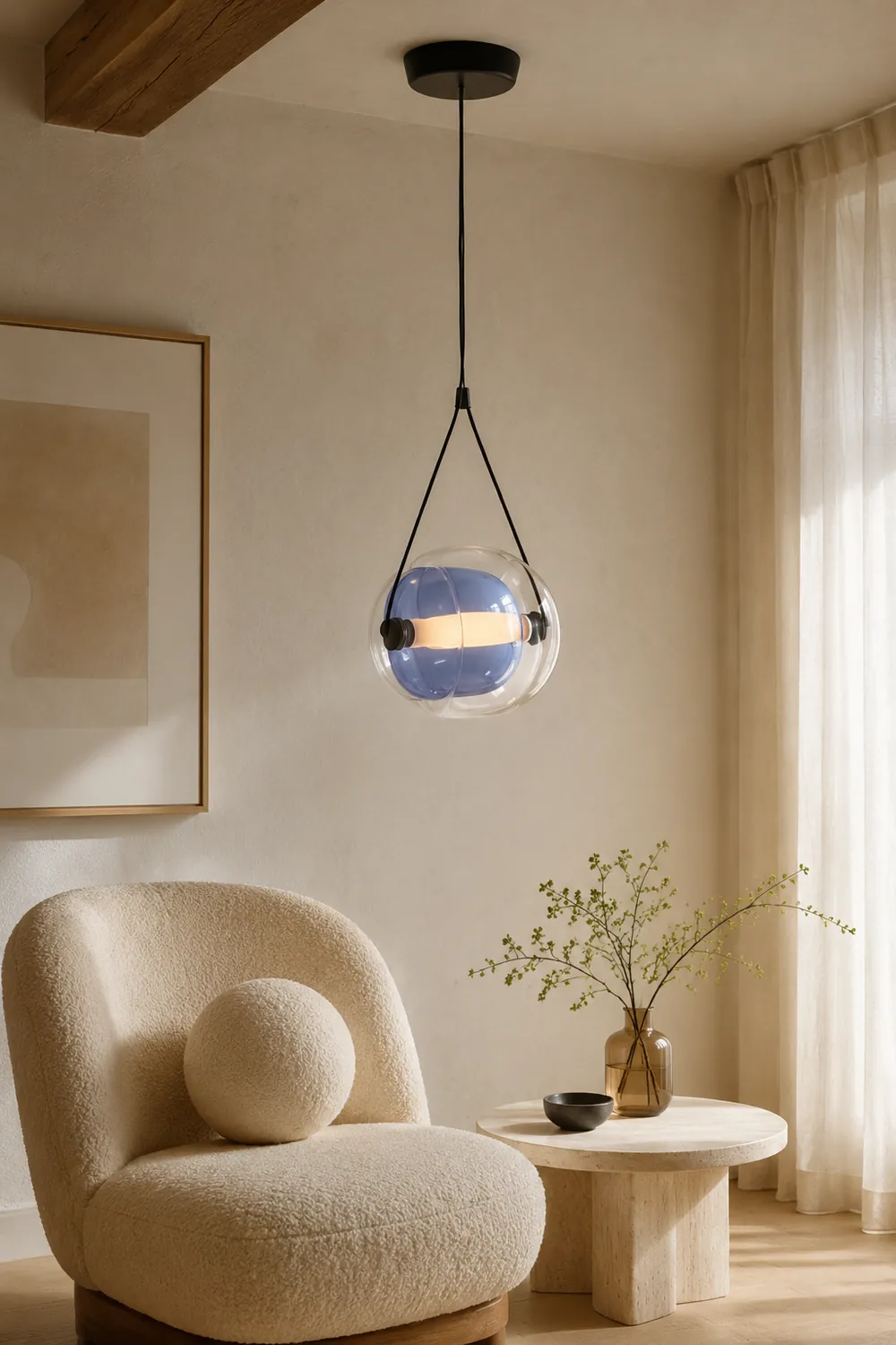 Hailie Modern Bubble Glass Pendant Light, Blue/Yellow/Pink/Smoky Gray/White/Clear - Lumpaz