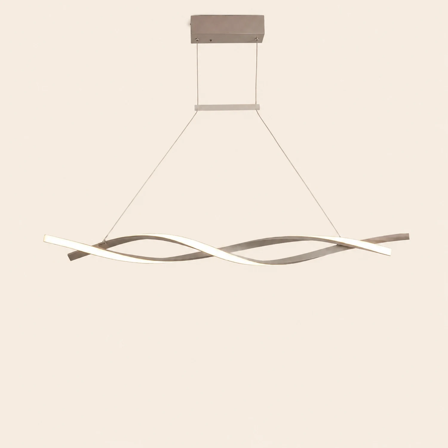 Modern Minimalist Nordic Cross-Curved Metal Pendant Light, Black/Gray - Lumpaz
