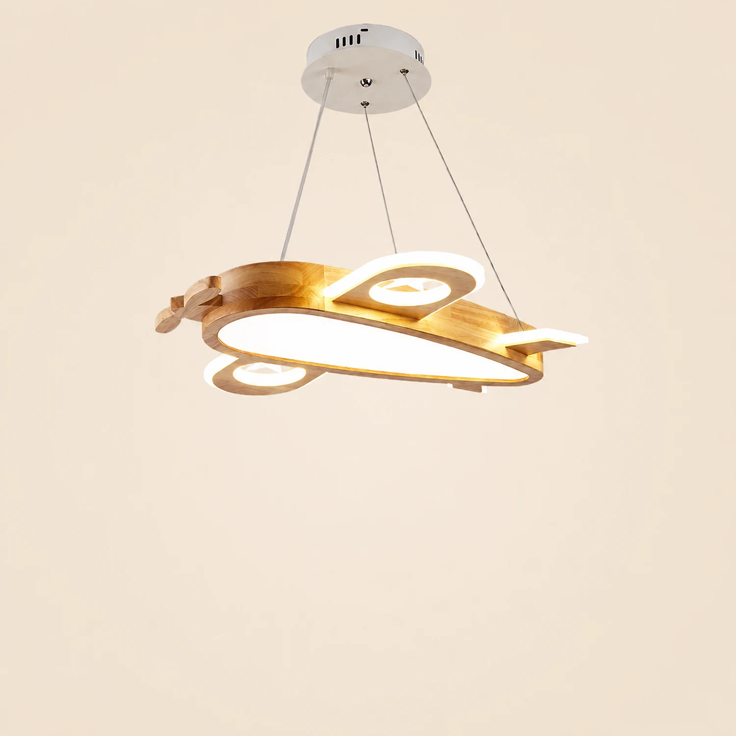 Minori Modern Natural Creative DIY Children Airplane Shape Acrylic Pendant Light ,Wood - Lumpaz
