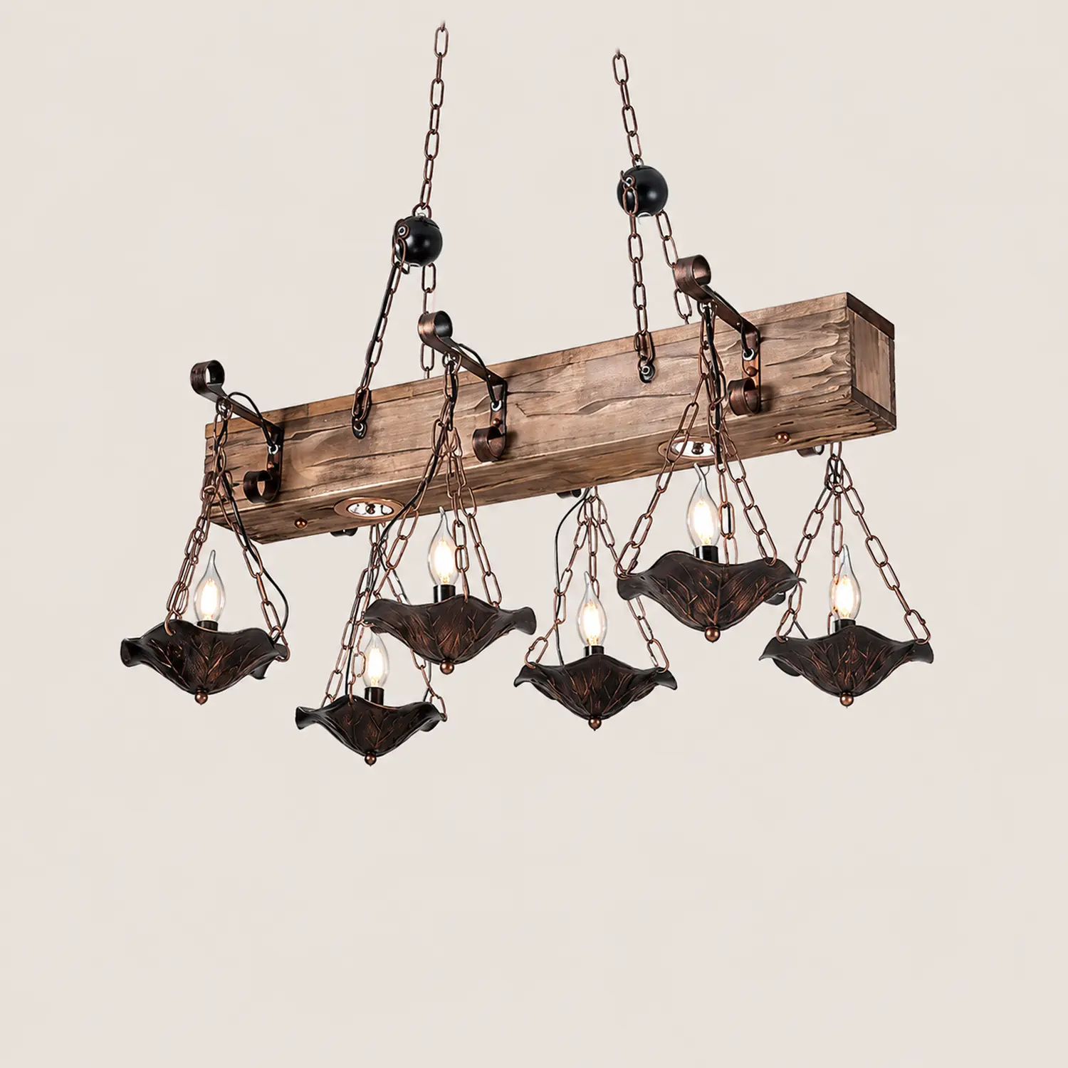 Austin Industrial Metal/Wood Pendant Light, Bronze - Lumpaz