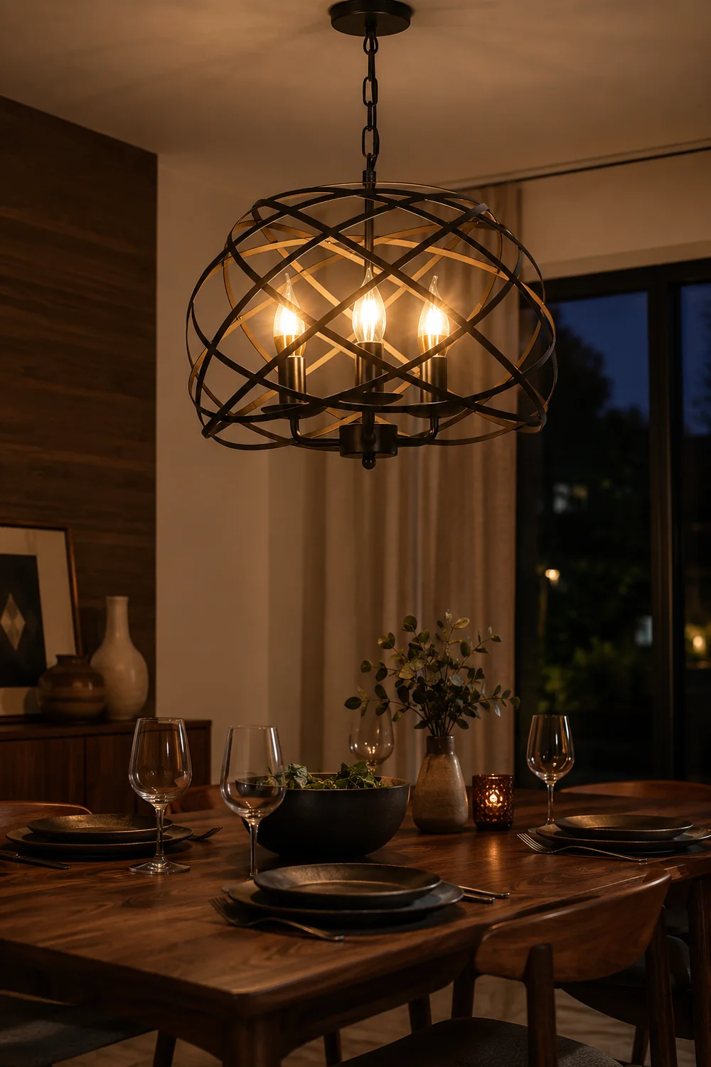Alessio Vintage Retro Stylish Open Cage Candle Chandelier - Lumpaz