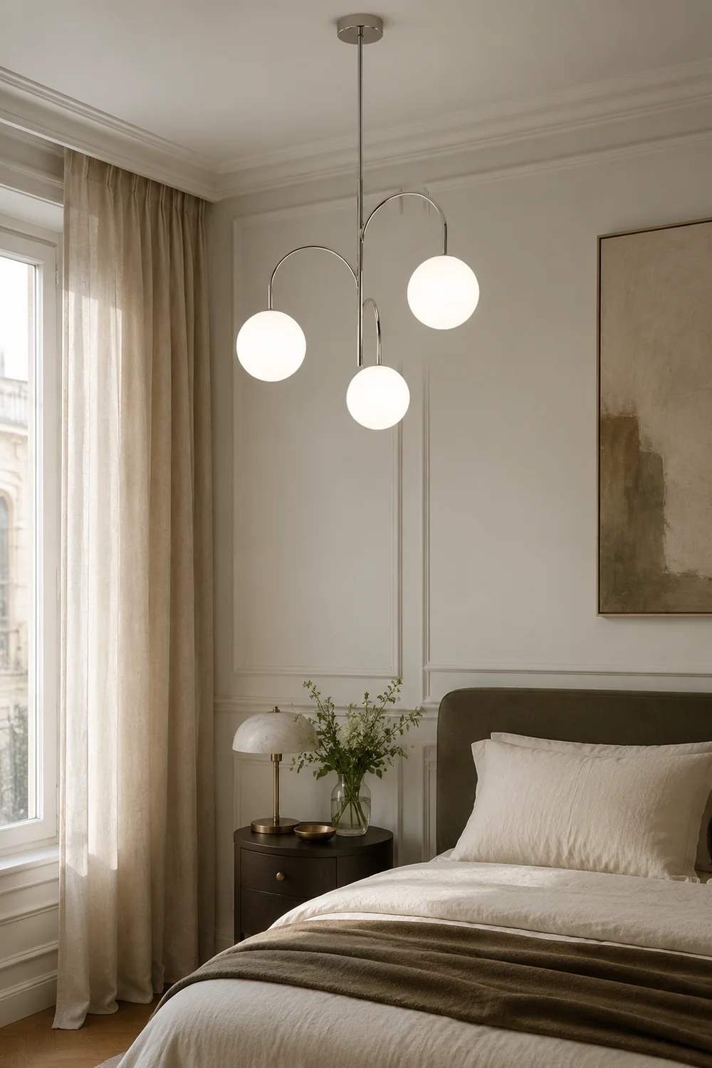 Valentina Bauhaus Modern Chrome Pendant Light, 3 Heads - Lumpaz