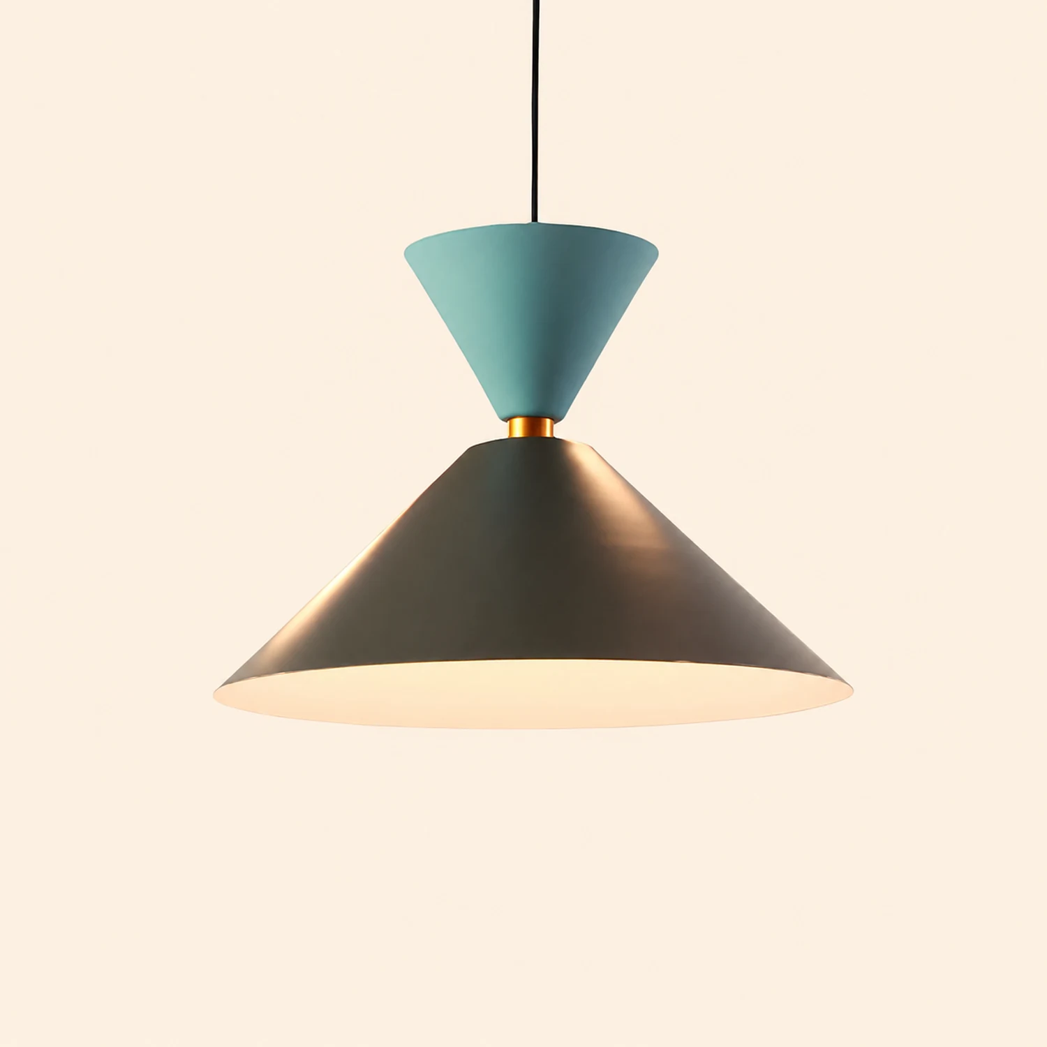 Morandi Modern Dome Art Deco Pendant Light, Black/Yellow/Pink/Gray - Lumpaz