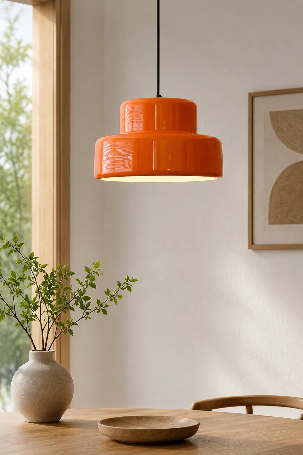 Leilani Single Head Vintage Cosy Pendant Light Orange Metal Dining Room - Lumpaz