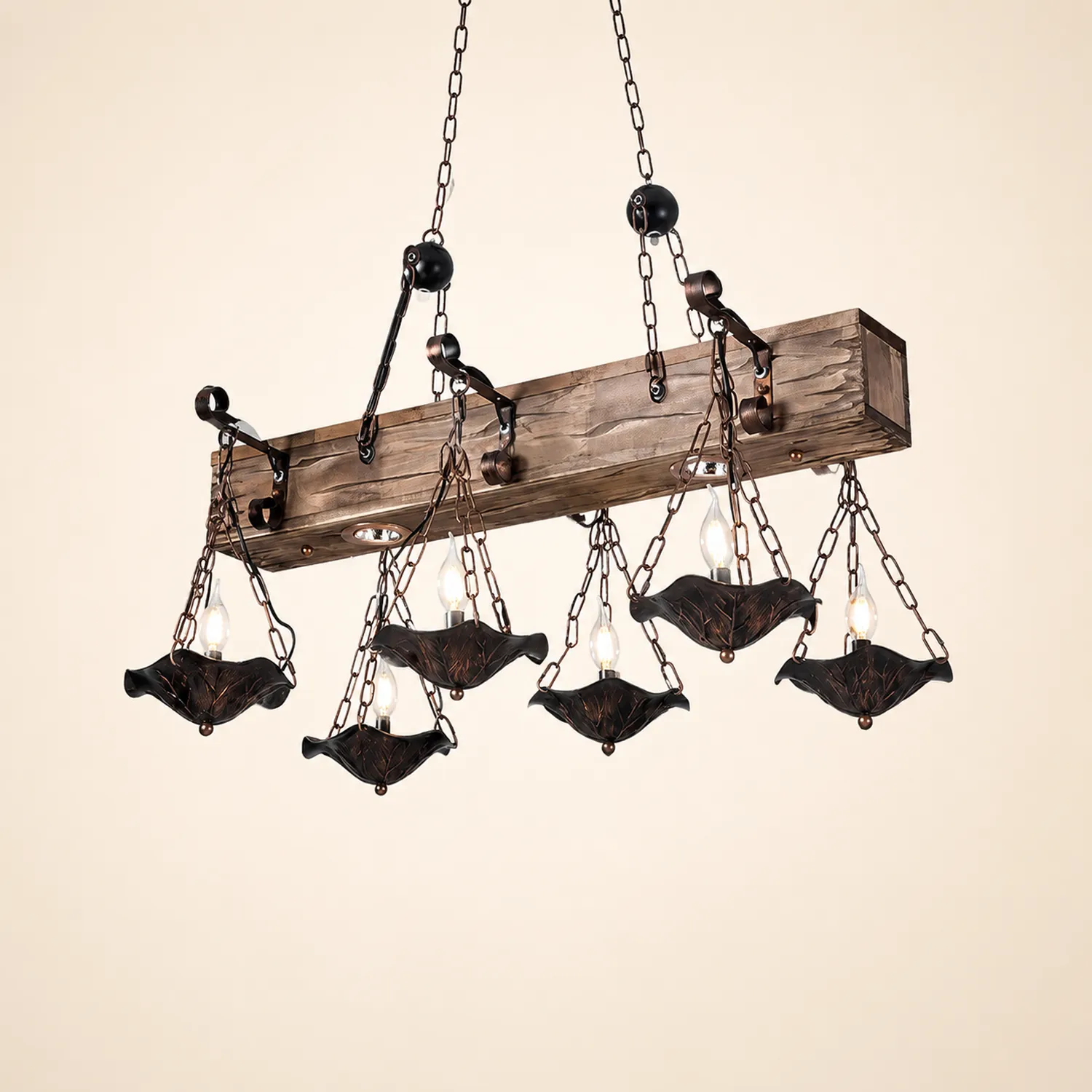 Austin Industrial Metal/Wood Pendant Light, Bronze - Lumpaz