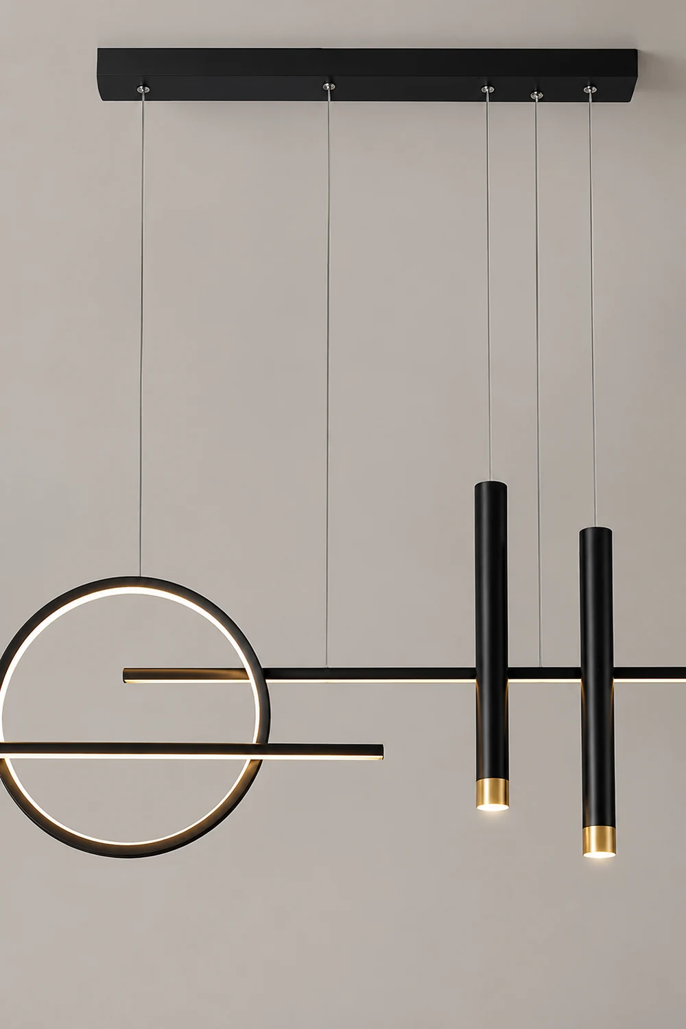 Madina Modern Led Pendant Light, Irregular Ring, Black/Glod - Lumpaz