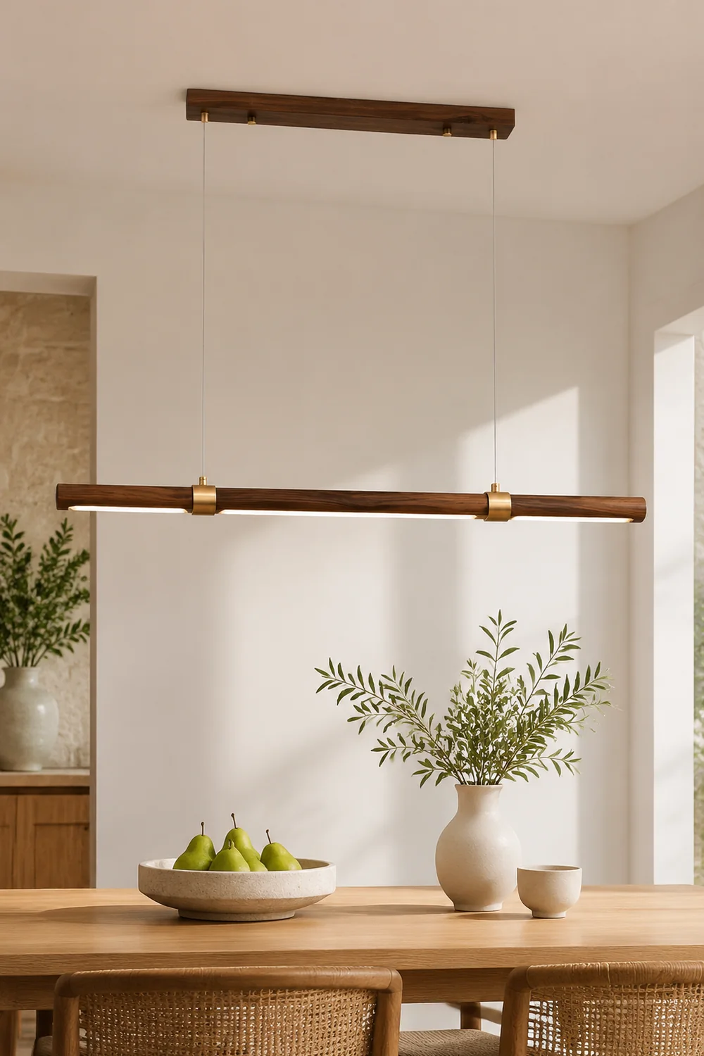 Ozawa Modern Minimalist Pendant Light, Metal Water Transfer Wood - Lumpaz
