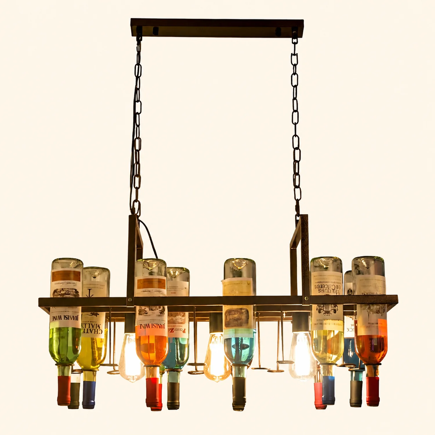 Hailie Art-Deco Wine Bottle Glass Pendant Light, Rust - Lumpaz