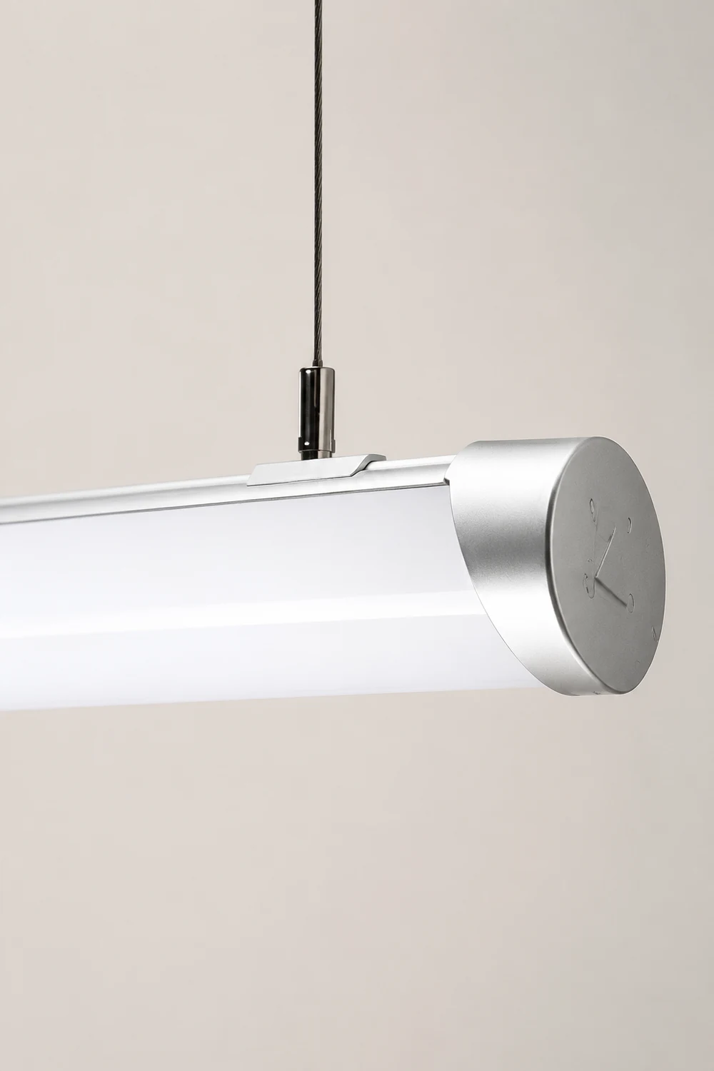 Minimalist Tube Glass/Metal Pendant Light, White, Dining Room - Lumpaz