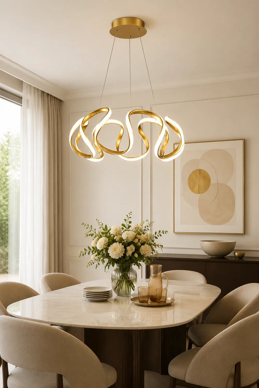 Modern Irregular Flower Metal/Silicone Pendant Light, 3 Colors - Lumpaz