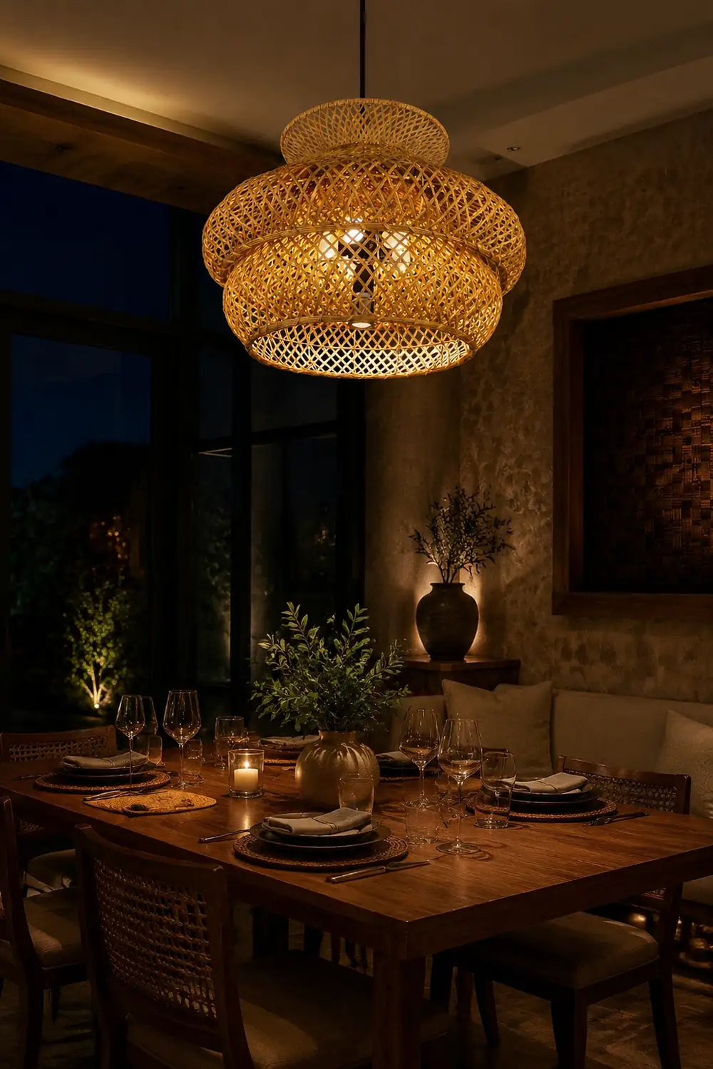 Ritta Unusual Natural Rattan Weave Pendant Light - Lumpaz