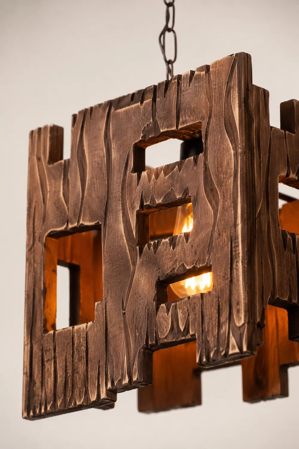Austin Rectangular Metal & Wood Pendant Light, 19.6" - Lumpaz