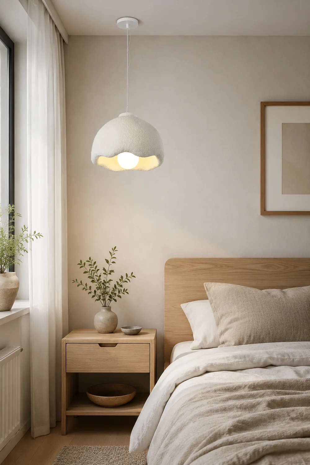 Byers Flower Shape Pendant Light, White, Living Room, Bedroom - Lumpaz