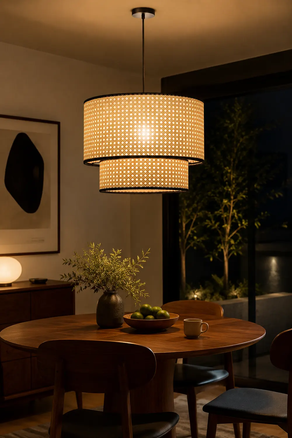 Ritta Japanese Rattan Pendant Light, Double-Layer - Lumpaz