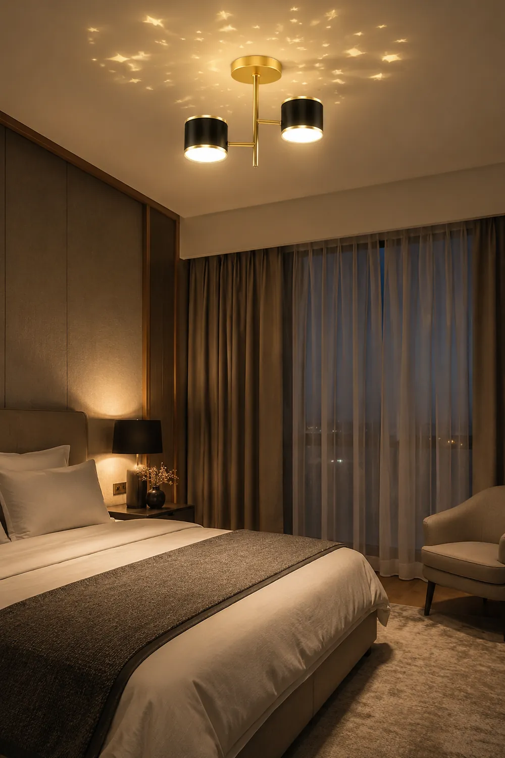 Madina Modern Ceiling Light Starry LED Flush Mount Black/Gold Corridor - Lumpaz