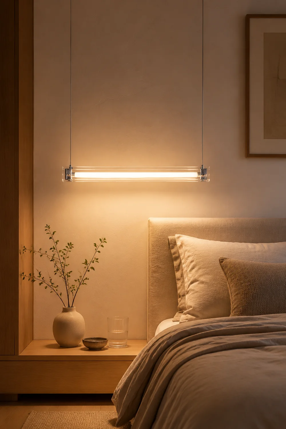 Edge Minimalist Linear Metal Pendant Light,White - Lumpaz