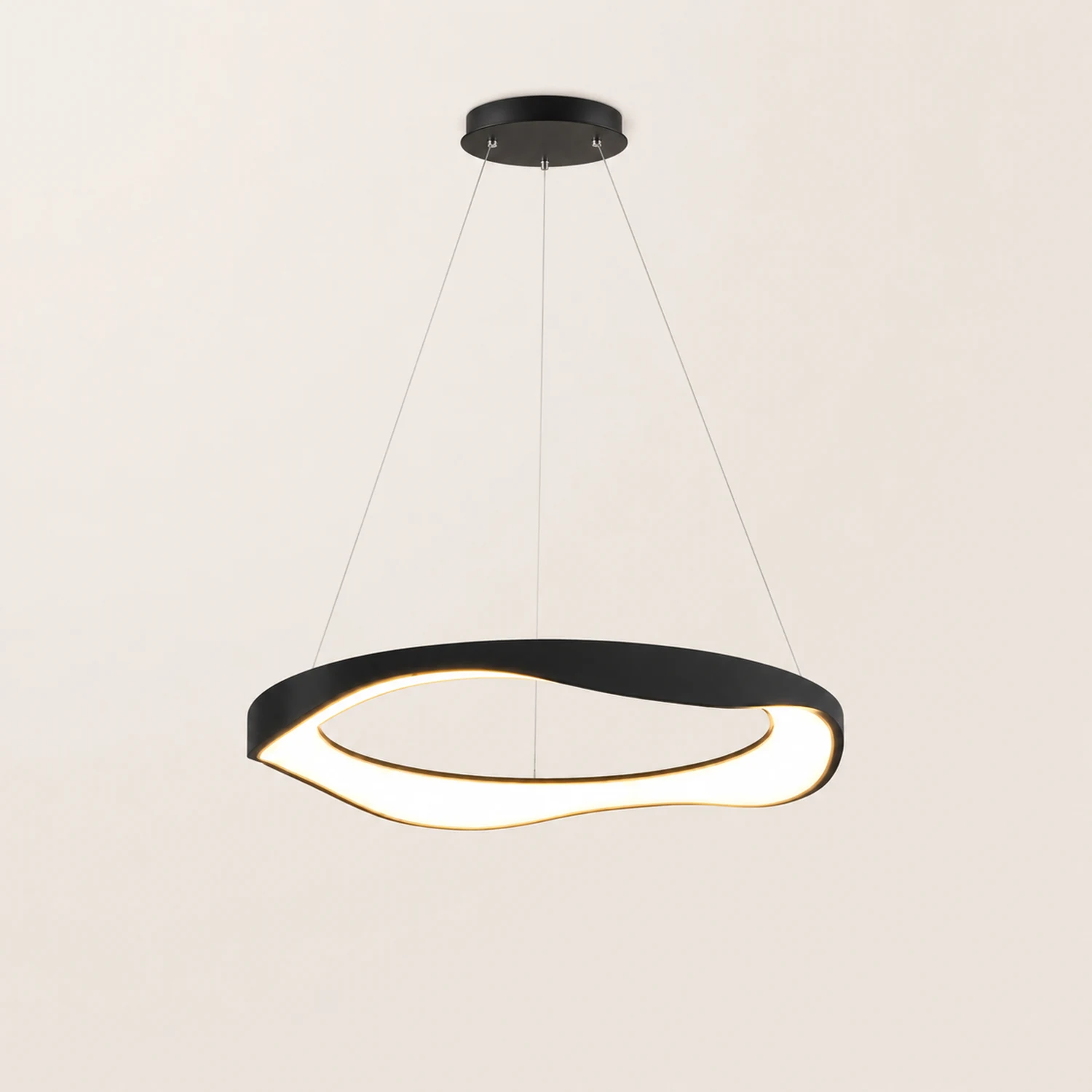 Arisha Pendant Light Rond Modern, Light Color Switchable, Black/White, Dining Room - Lumpaz