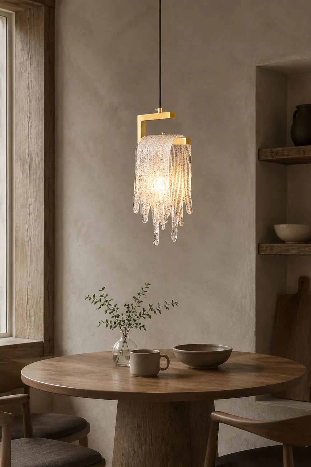 Kristy Modern Flowing Jelly Pendant Light, Gold, Crystal/Brass - Lumpaz