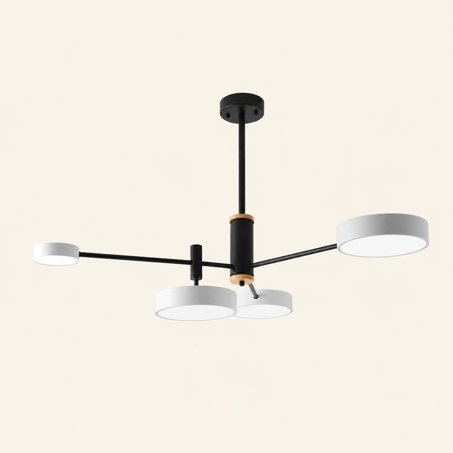Sienna Pendant Light LED, Metal & Wood, Gray/White/Gold - Lumpaz