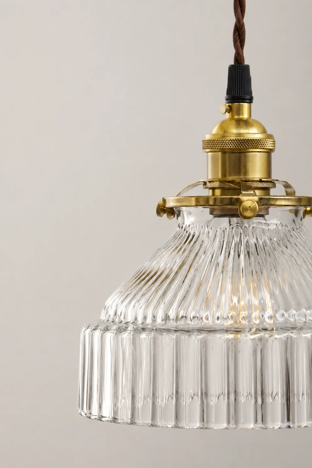 Cairns Pendant Light Dome Vintage, Glass, Brass/Black, Dining Room - Lumpaz