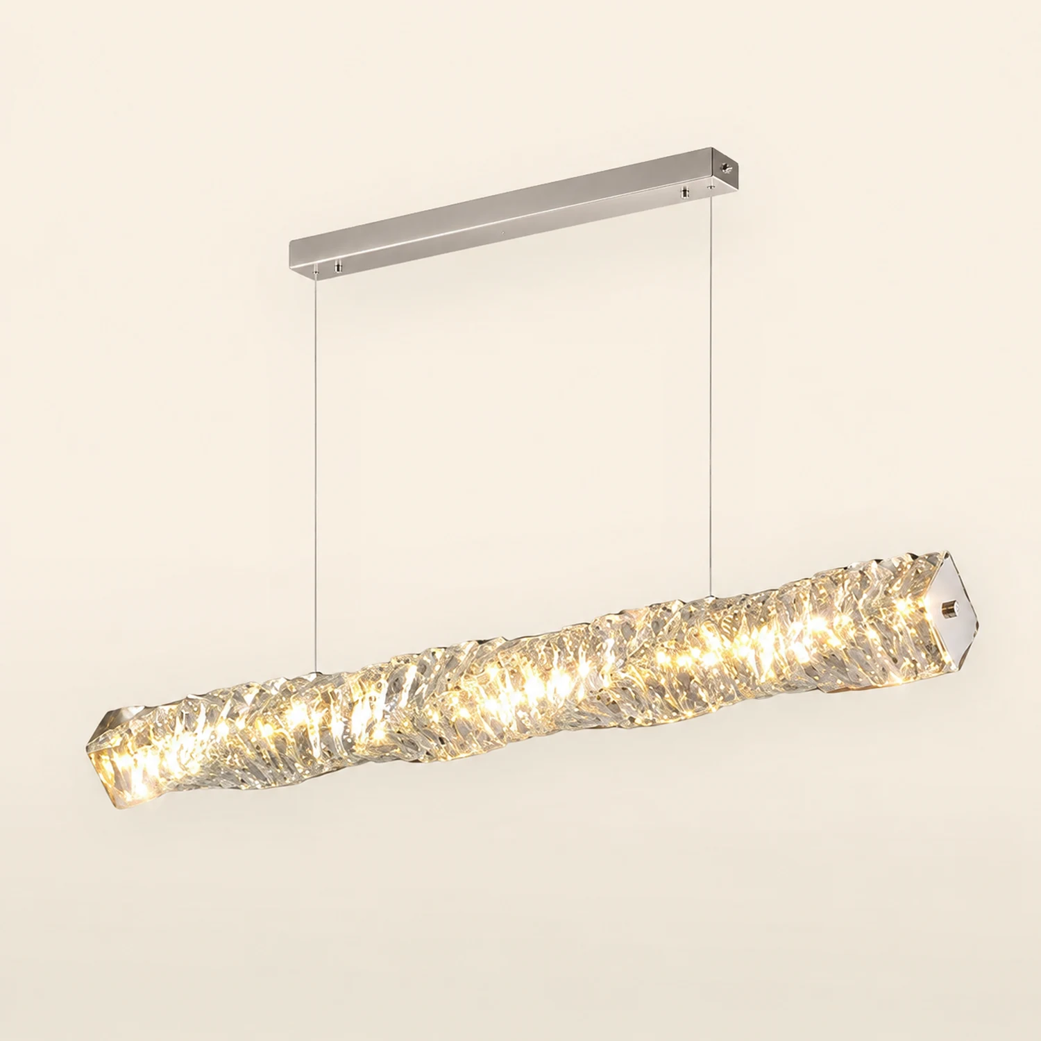 Kristy Crystal Sliver and Gold Pendant Light, Stainless Steel - Lumpaz