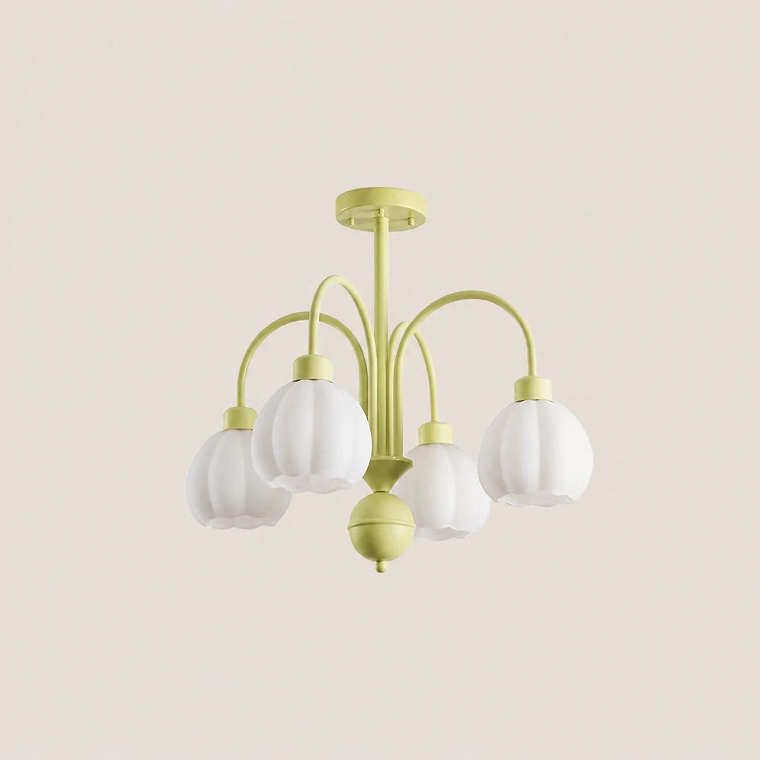 Lily Modern Pumpkin Metal Pendant Light,Green - Lumpaz